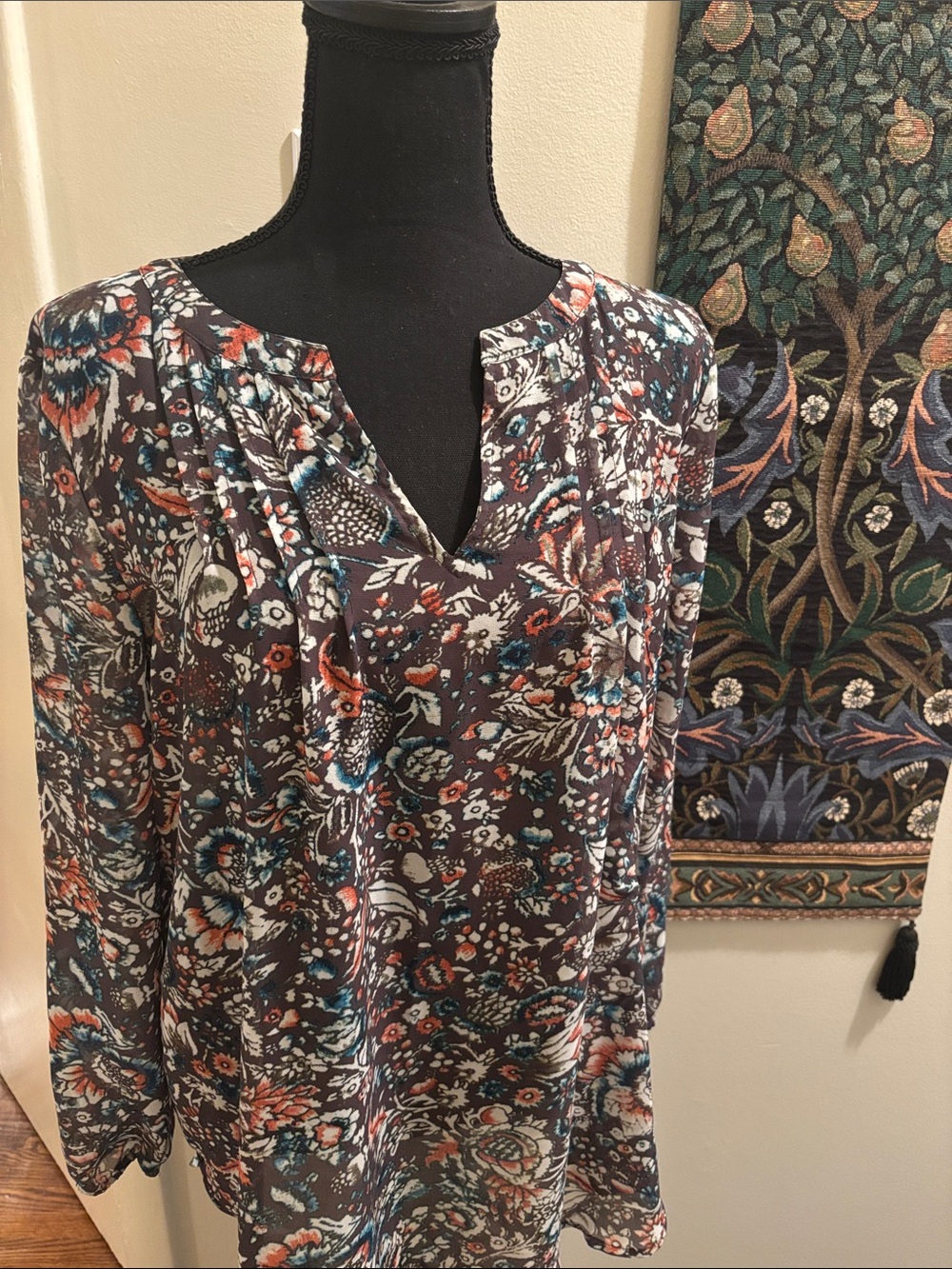 Loft Sheer Tunic Top Fall M EUC